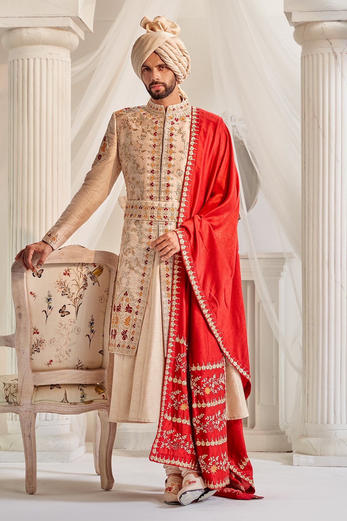 PICHWAI GOLD SHERWANI SET
