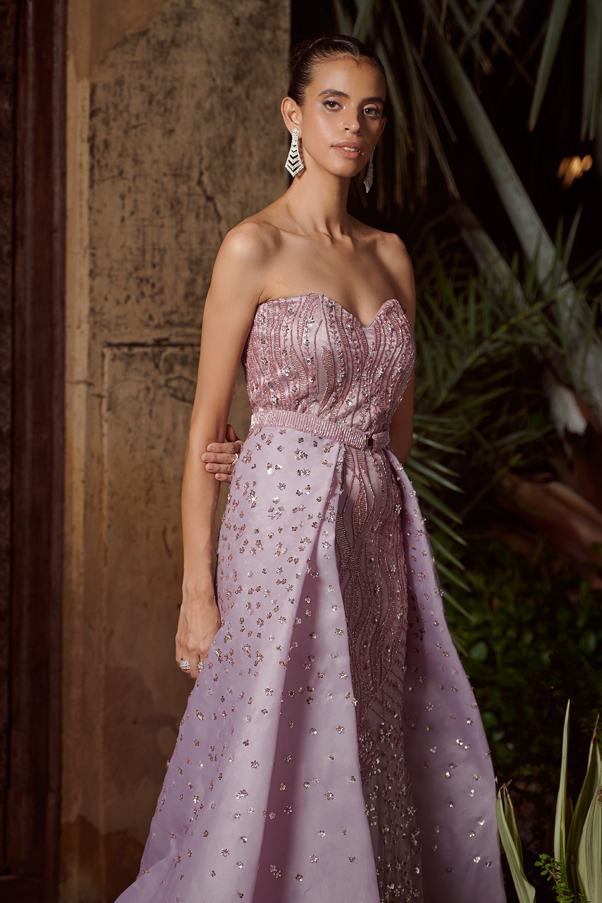 Buy Pink Organza Corset Gown For Women by Rachit Khanna Online at