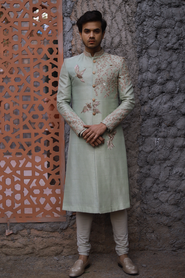 Summer Spring Mint Green Sherwani Rachit Khanna